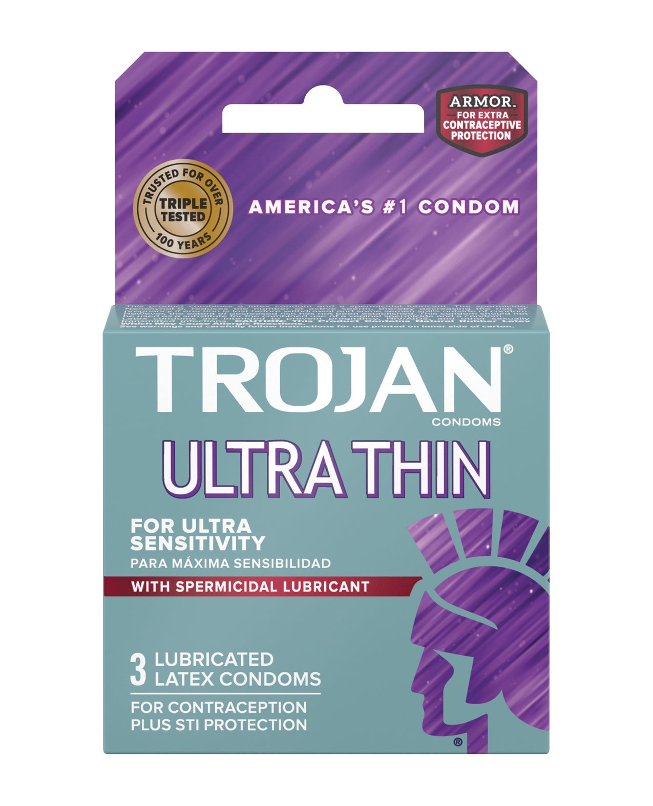 Trojan Ultra Thin Armor Spermicidal - Box of 3