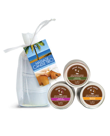 Earthly Body Massage Candle Trio Gift Bag - 2 oz Skinny Dip, Dreamsicle, &amp; Guavalva