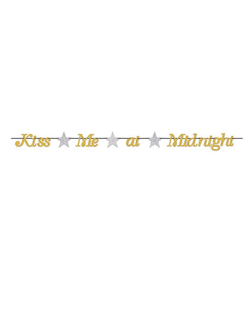 New Year&#039;s Kiss Me at Midnight Streamer - Gold/Silver