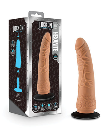 Blush Lock On 7.5&quot; Hexanite Dildo w/Suction Cup Adapter - Mocha