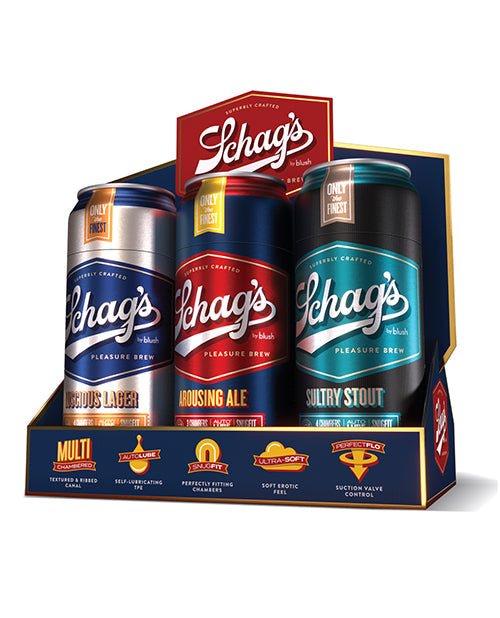 Blush Schag&#039;s Beer Can Stroker 6 Pack Merchandising Kit