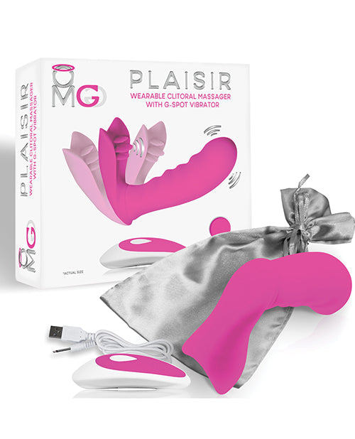 OMG Plaisir Wearable Clitoral Massager w/G-Spot Vibrator - Pink