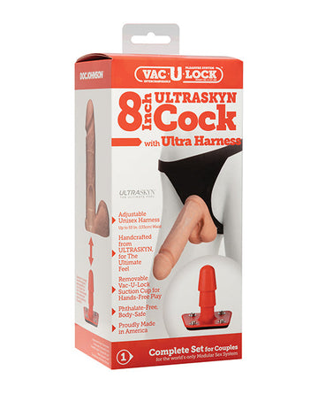 Ultra Harness 2 w/8&quot; Ultraskyn Cock - White