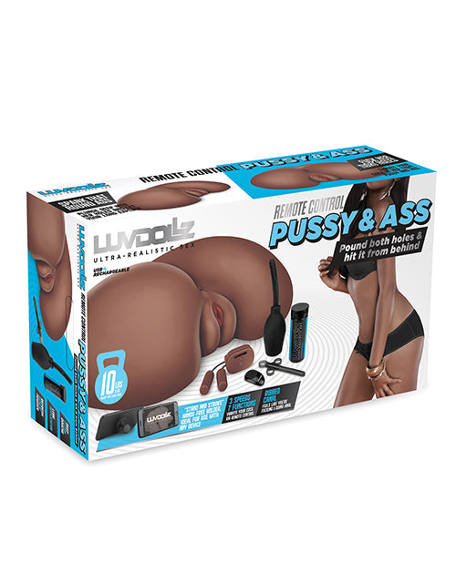 Luvdollz Remote Control Rechargeable Pussy &amp; Ass w/Douche - Mocha