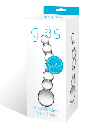 Glas 5&quot; Curved Glass Beaded Dildo