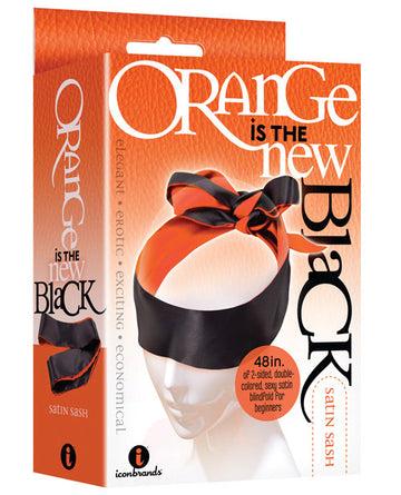 The 9&#039;s Orange is the New Black Satin Sash Reversible Blindfold