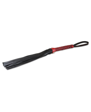 Sultra 16&quot; Lambskin Flogger Classic Weave Grip - Black w/Red Woven Handle