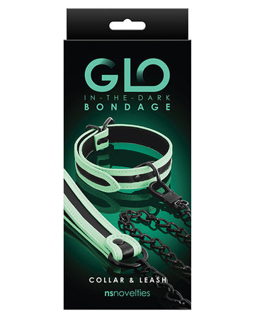 GLO Bondage Collar &amp; Leash - Glow in the Dark