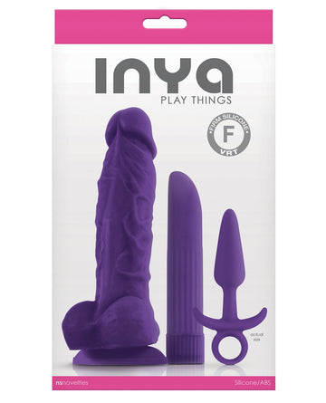 INYA Play Things Set of Plug, Dildo &amp; Vibrator - Purple