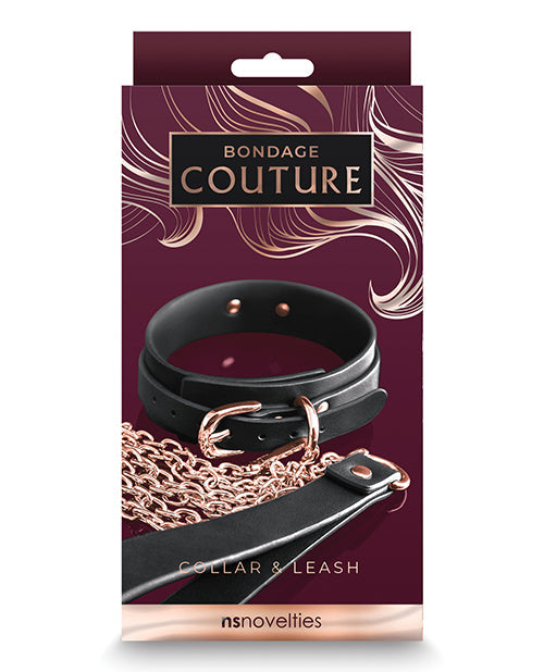 Bondage Couture Collar &amp; Leash - Black