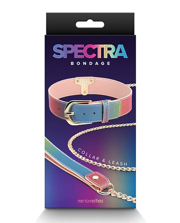 Spectra Bondage Collar &amp; Leash - Rainbow
