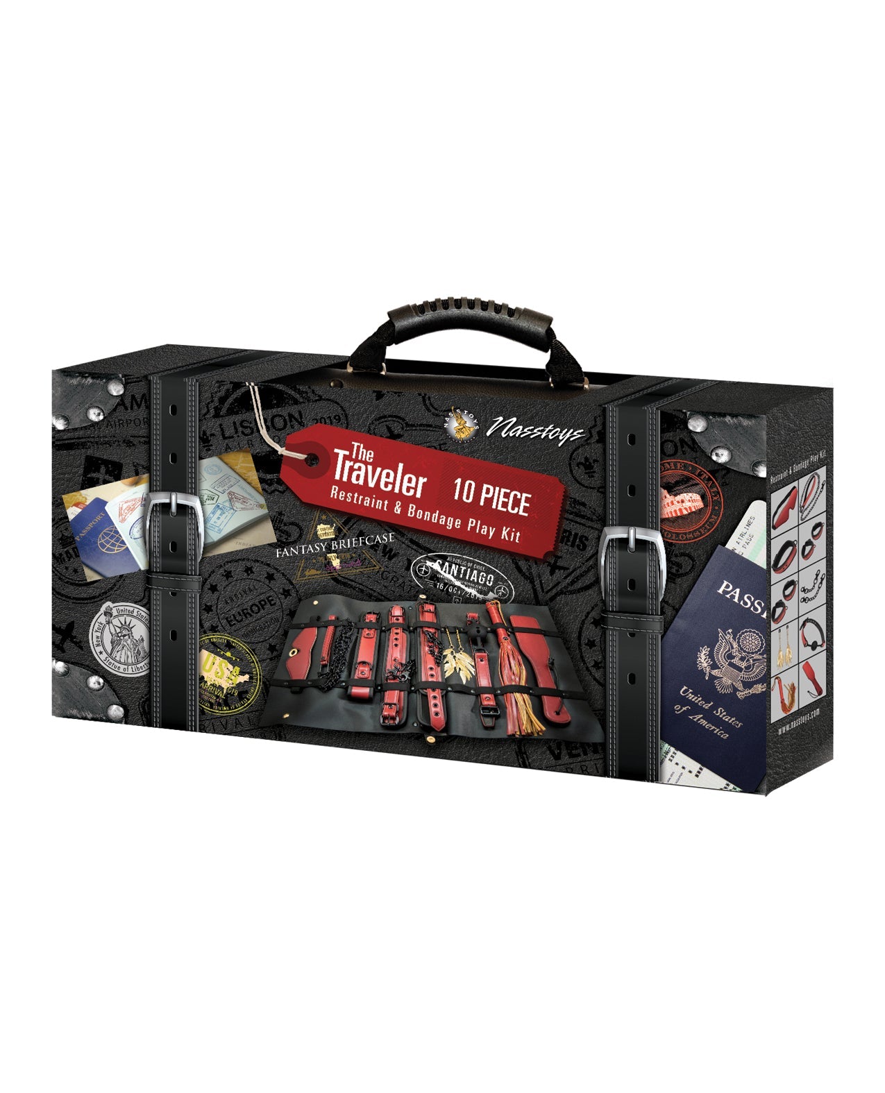 The Ultimate Fantasy Travel Briefcase Restraint &amp; Bondage Play Kit - Burgundy