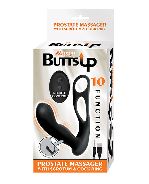 Butts Up Prostate Massager w/Scrotum &amp; Cockring - Black