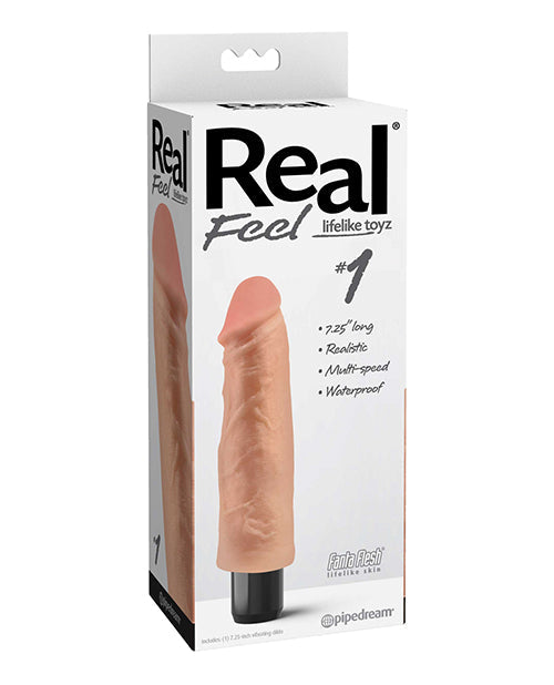 Real Feel No. 1  Long 7.5&quot; Vibe Waterproof - Mutli-speed Flesh
