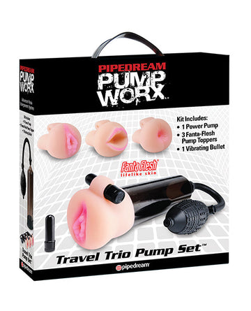 Pump Worx Travel Trio Pump Set - Power Pump, Bullet &amp; 3 Attch.