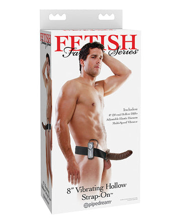 Fetish Fantasy Series 8&quot; Vibrating Hollow Strap On - Brown