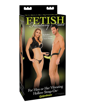 Fetish Fantasy Series for Him or Her Vibrating Hollow Strap On - Glow in the Dark