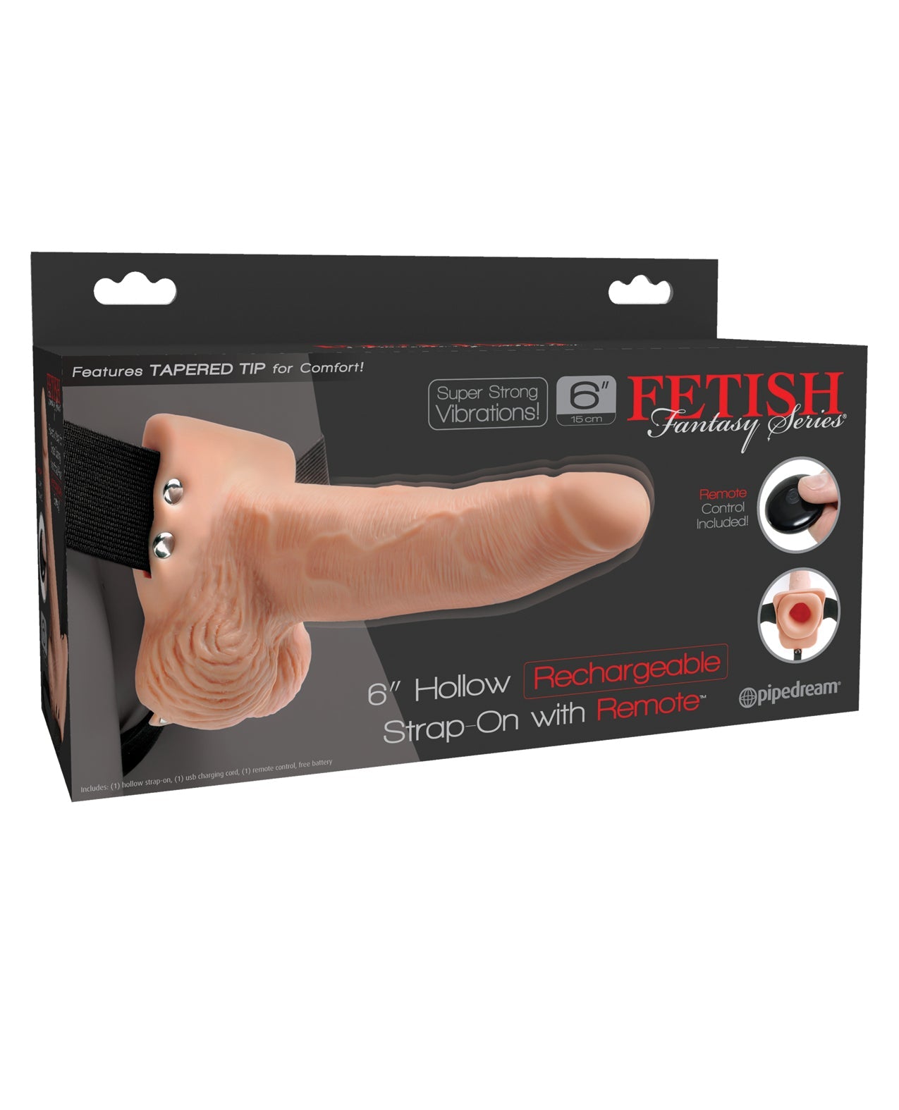 Fetish Fantasy Series 6&quot; Hollow Rechargeable Strap On w/Remote - Flesh