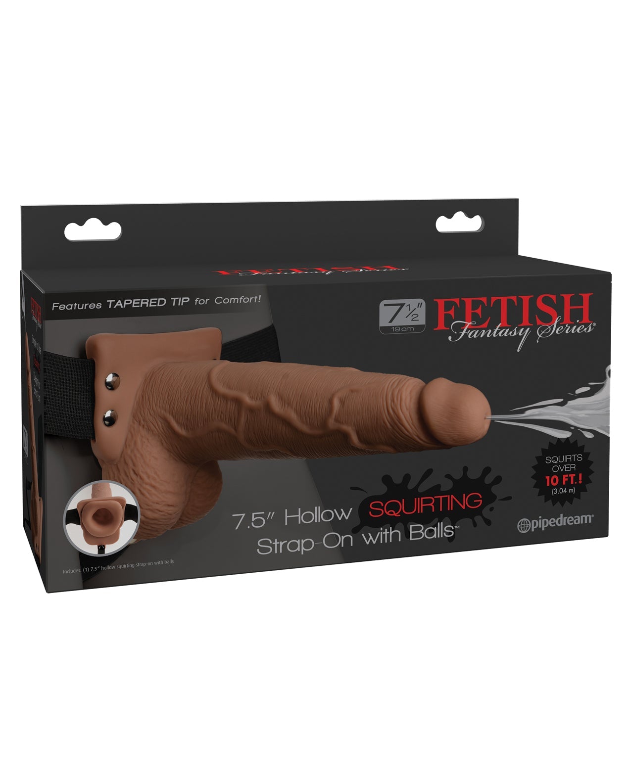 Fetish Fantasy Series 7.5&quot; Hollow Squirting Strap On w/Balls - Tan