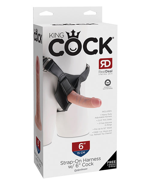 King Cock Strap On Harness w/6&quot; Cock - Flesh