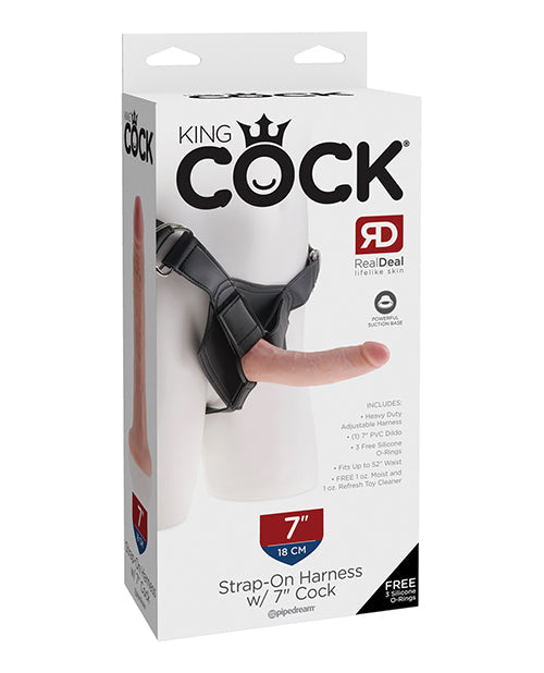 King Cock Strap On Harness w/7&quot; Cock - Flesh