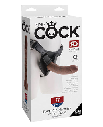 King Cock Strap On Harness w/8&quot; Cock - Brown