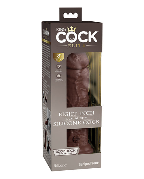 King Cock Elite 8&quot; Dual Density Silicone Cock - Brown