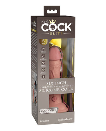 King Cock Elite 6&quot; Dual Density Vibrating Silicone Cock - Light