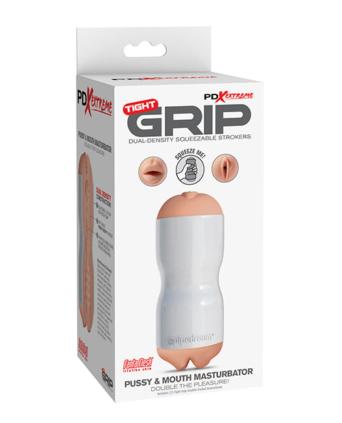 PDX Extreme Tight Grip Dual Density Squeezable Strokers - Pussy &amp; Mouth