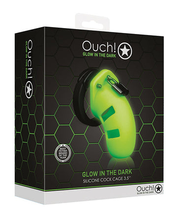Shots Ouch 3.5&quot; Model 20 Cock Cage - Glow in the Dark