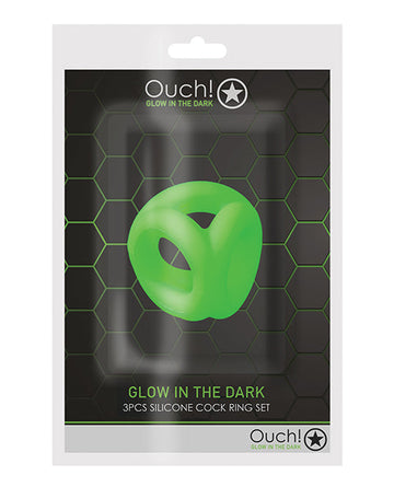 Shots Ouch Cock Ring &amp; Ball Strap - Glow in the Dark