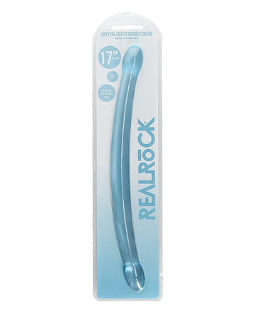Shots RealRock Crystal Clear 17&quot; Double Dildo  - Blue