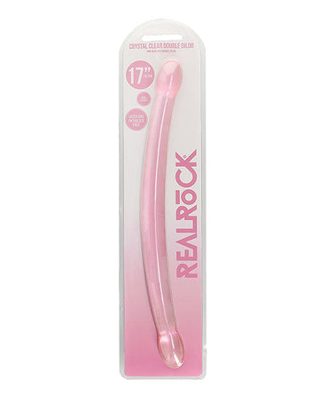 Shots RealRock Crystal Clear 17&quot; Double Dildo  - Pink