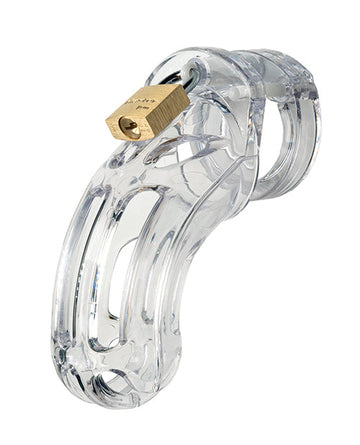 The Curve 3 3/4&quot; Curved Cock Cage &amp; Lock Set - Clear
