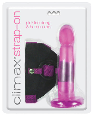 Climax Strap On Pink Ice Dong &amp; Harness Set