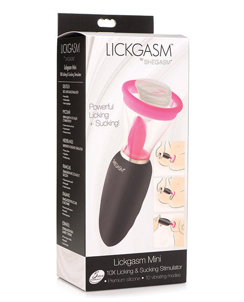 Inmi Shegasm Lickgasm Mini 10X Licking &amp; Sucking Stimulator - Black/Pink
