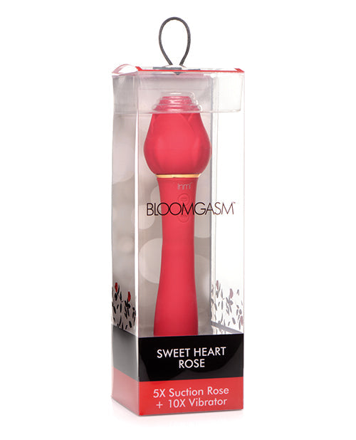 Inmi Bloomgasm Sweet Heart Rose 5X Suction &amp; 10X Vibrator - Red