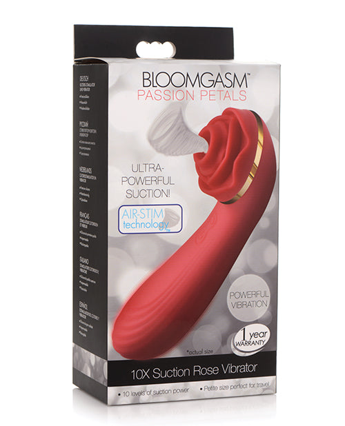 Inmi Bloomgasm Passion Petals Rose 10X Suction &amp; Vibrator - Red