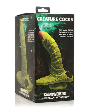 Creature Cocks Swamp Monster Scaly Silicone Dildo - Green