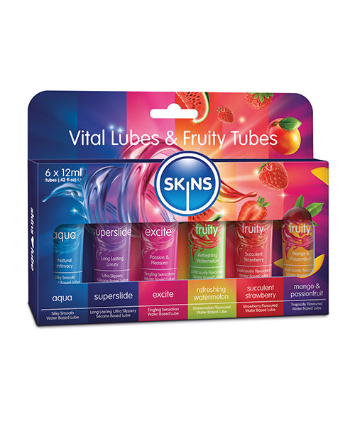 Skins Vital Lubes &amp; Fruity Tubes - 12 ml Tubes Pack of 6