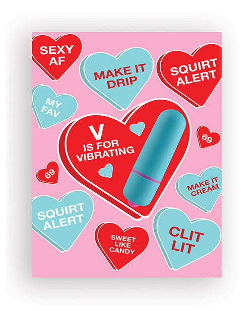Vibe Hearts Naughty Greeting Card w/Rock Candy Vibrator &amp; Fresh Vibes Towelettes