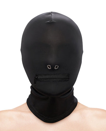 Fetish &amp; Fashion Zippered Mouth Hood - Black