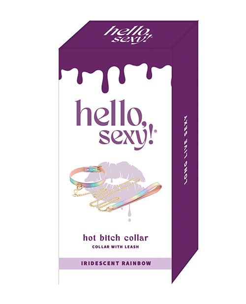 Hello Sexy! Hot Bitch Collar &amp; Leash - Iridescent Rainbow