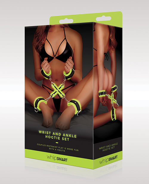 WhipSmart Glow in the Dark Wrist &amp; Ankle Hogtie Set - Green