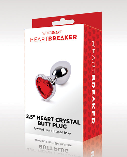 WhipSmart Heartbreaker 2.5&quot; Heart Crystal Butt Plug - Red