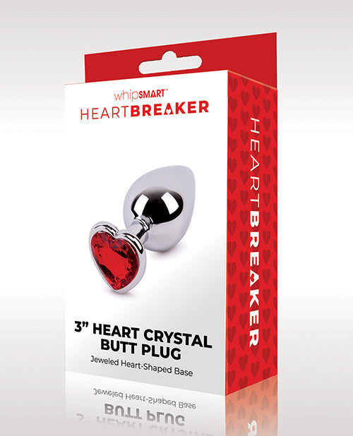WhipSmart Heartbreaker 3&quot; Heart Crystal Butt Plug - Red
