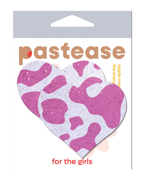 Pastease Premium Cow Print Glittery Velvet Heart  - Pink Strawberry O/S