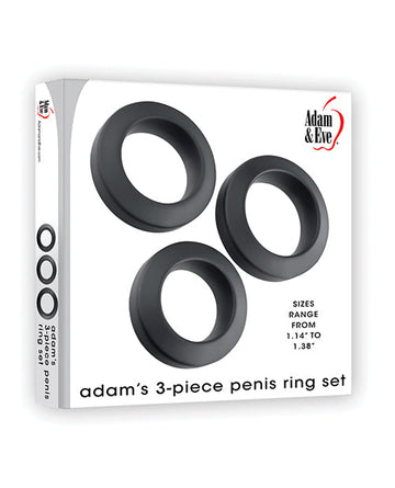 Adam &amp; Eve Adam&#039;s 3 pc Penis Ring Set - Black