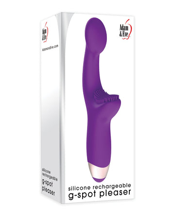 Adam &amp; Eve Silicone G Spot Pleaser Rechargeable Dual Stim - Purple