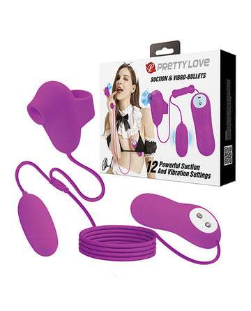 Pretty Love Suction &amp; Vibro Bullets - Fuchsia